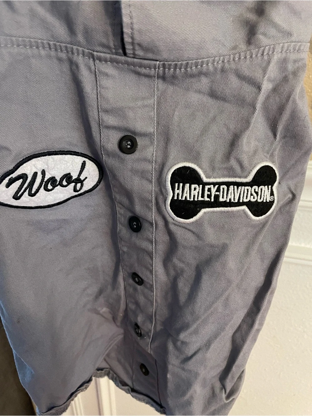Harley Davidson Gray Black and White Woof Dog Muscle Shirt Outfit M
